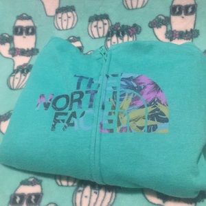 Teal North Face XL zip up hoodie